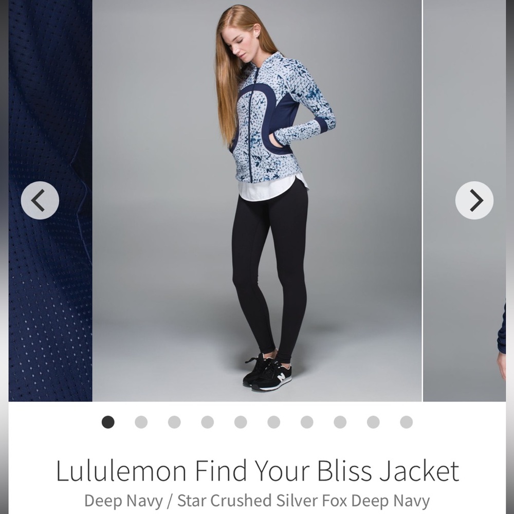 Lululemon Find Your Bliss Jacket Deep Navy / Star Crushed Silver Fox Size 6. EUC